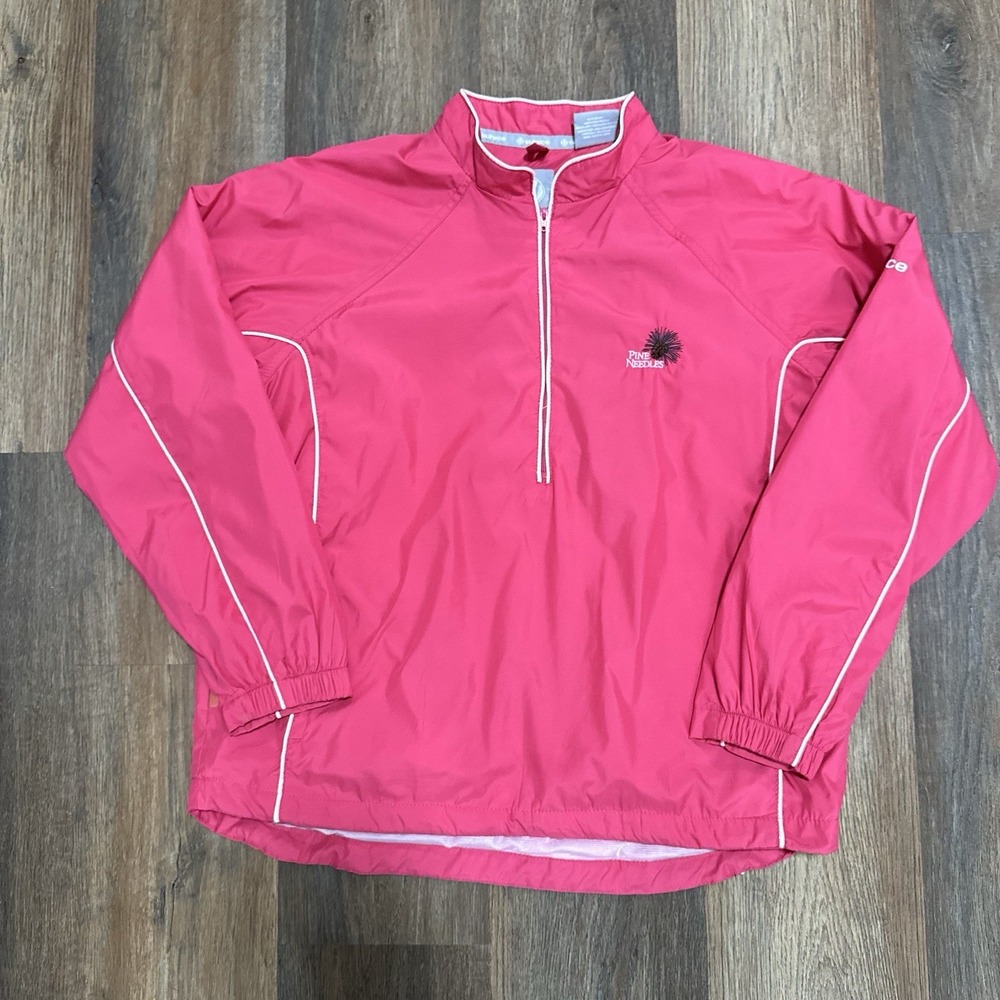 Sunice Weather‎ Pink 1/4 Zip Windbreaker Pullover Women's Sz M Pine Needles Logo - Picture 3 of 9
